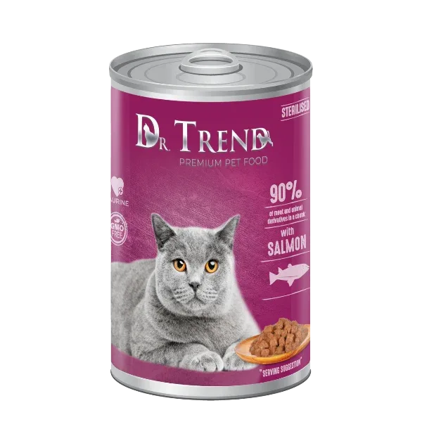 (1739) Dr.Trend с лососем для взрослых кошек всех пород 400 г (90%)