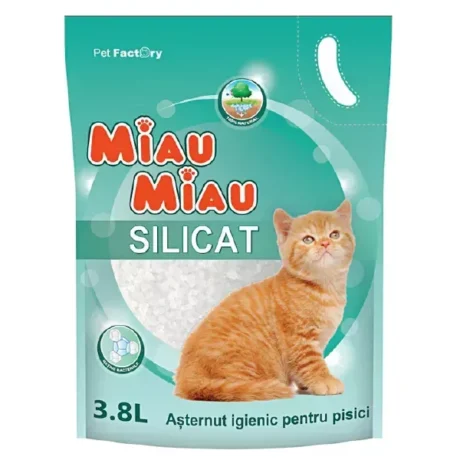 MIAU MIAU. Așternut pentru litieră de silicat, Fără miros 3,8l