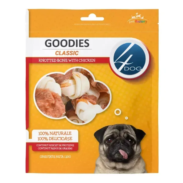 (2548) 4DOG GOODIES КЛАССИЧЕСКИЙ УЗЕЛКОВЫЙ КОСТЬ С КУРИЦЕЙ 120 г