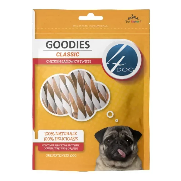 (7903) 4DOG GOODIES КЛАССИЧЕСКИЕ КУРИНЫЕ САНДВИЧ-СКРУТКИ 100 г