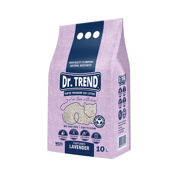 Dr. Trend Așternut bentonitic pentru pisici cu aromă de lavandă, 10L