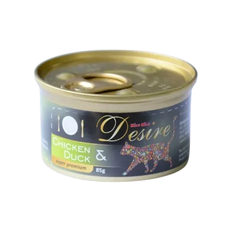 Miau Miau Desire Cat. Hrană umedă pentru pisici cu pui și rață. 85 g.