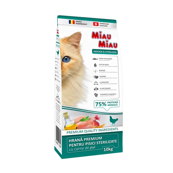 Miau Miau Hrană uscată pentru pisici sterilizate, 10 kg