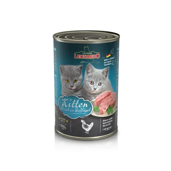 Leonardo. Hrană umedă pentru pisoi cu pui și vițel. 400 g.