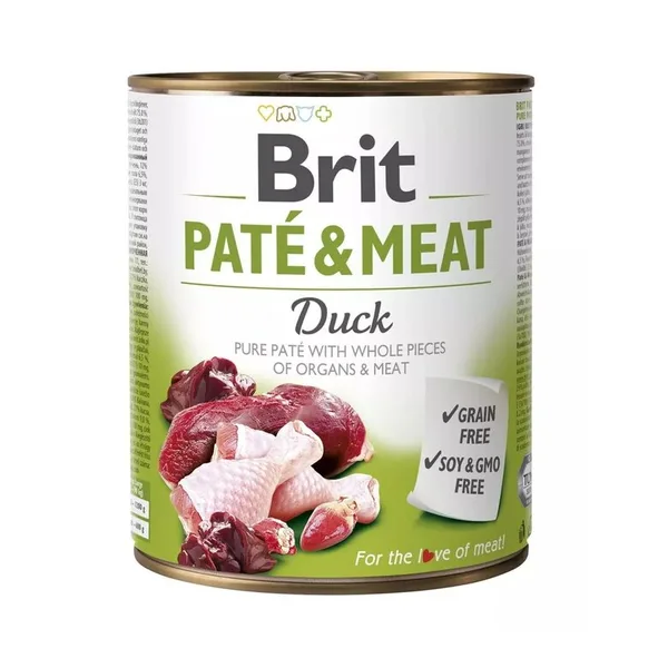 Brit. Hrană umedă pentru câini cu rață. 800 gr.