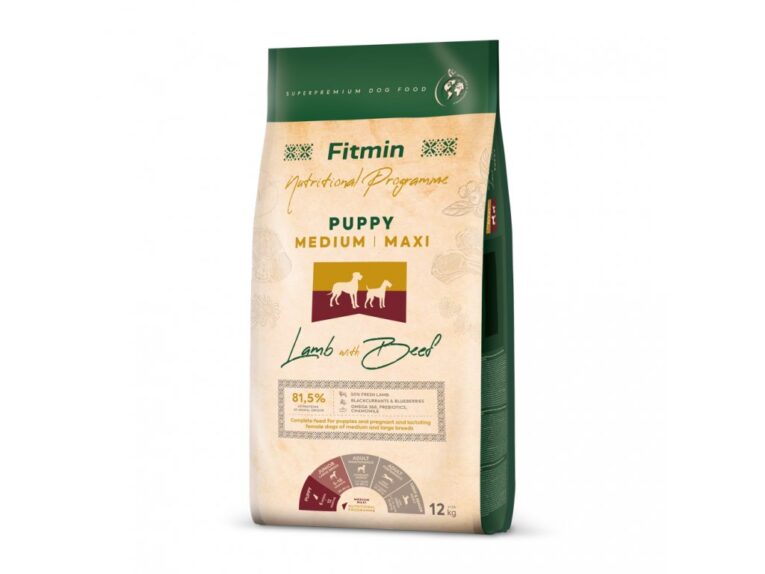 Fitmin. Сухой корм для щенков с ягнёнком и говядиной. 12 кг.