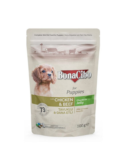 Bonacibo. Влажный корм для щенков с курицей и говядиной. 100 г.