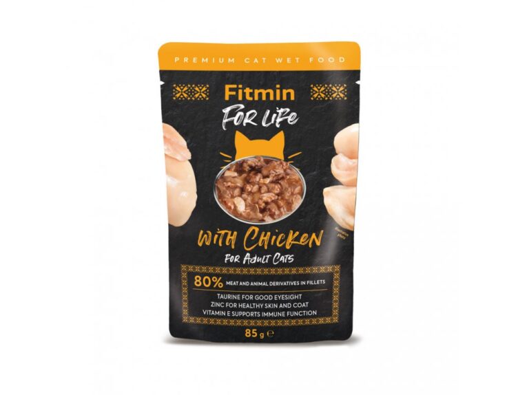 Fitmin. Влажный корм для взрослых кошек с курицей. 85 г.