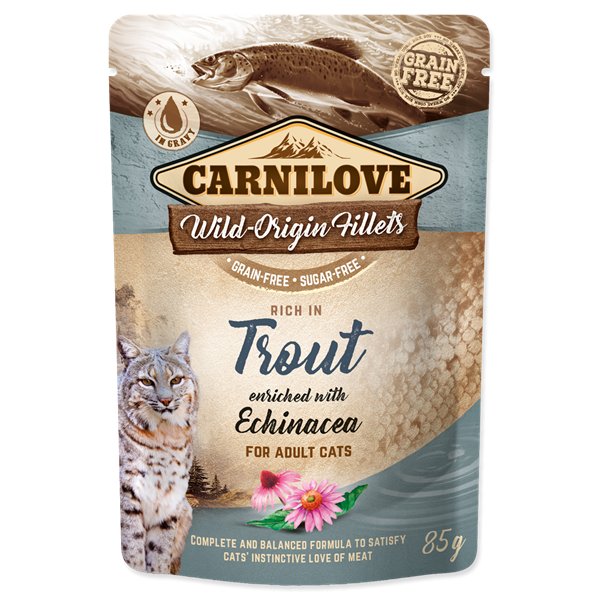 Carnilove. Влажный корм для взрослых кошек с форелью и эхинацеей. 85 г.