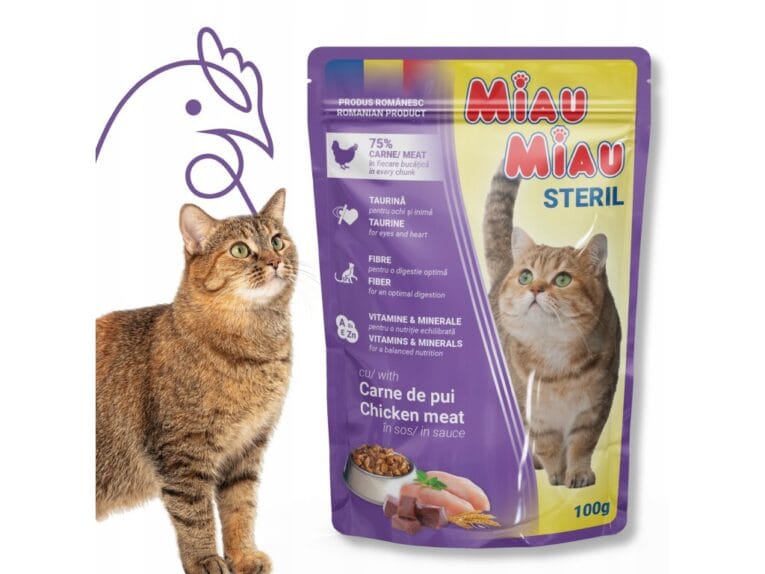 Miau Miau. Влажный корм для стерилизованных кошек с курицей. 100 г.