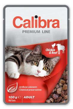 Calibra. Влажный корм для взрослых кошек с курицей и говядиной. 100 г.