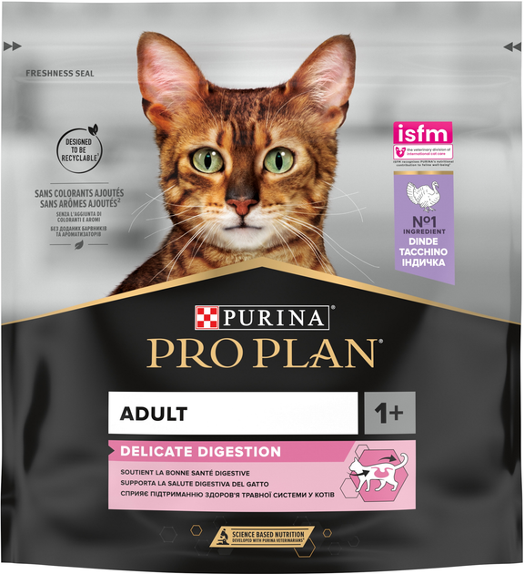 Purina Pro Plan. Сухой корм для взрослых кошек с индейкой. 400 г.