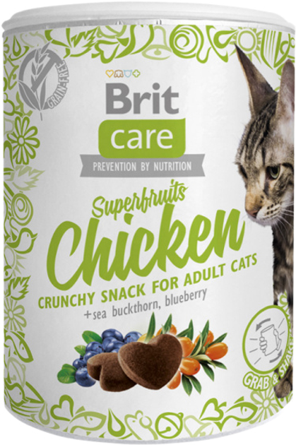 Brit Care. Recompensă fără cereale cu pui, fructe de cătină și afine pentru pisici adulte, 100 g