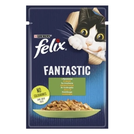 Purina Felix. Hrană umedă pentru pisici adulte cu iepure. 85 g.