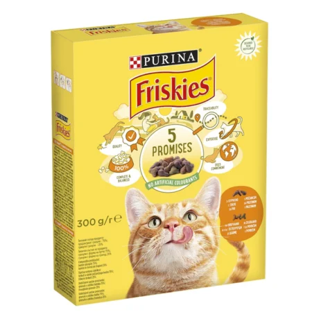 Purina Friskies. Hrană uscată pentru pisici cu pui și legume. 300g.