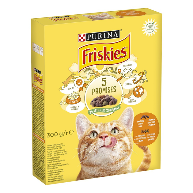 Friskies. Сухой корм для котов с курицей и овощами. 300г.