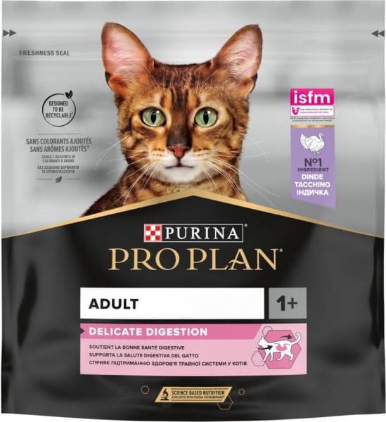 Purina Pro Plan. Сухой корм для взрослых кошек с индейкой. 400 г.