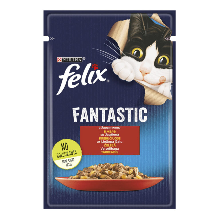Felix. Влажный корм для взрослых котов с говядиной в желе. 85 г.