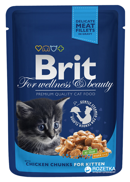 Brit Premium. Влажный корм для котят с курицей. 100 г.