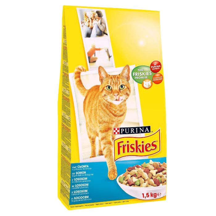 Friskies. Сухой корм для взрослых котов с лососем. 1.5 кг.
