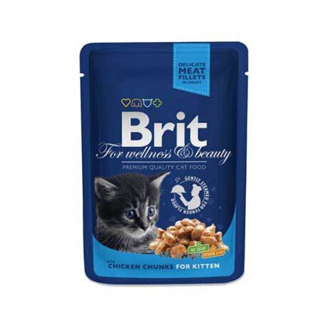 Brit Premium. Hrană umedă pentru pisoi cu pui. 100 g.