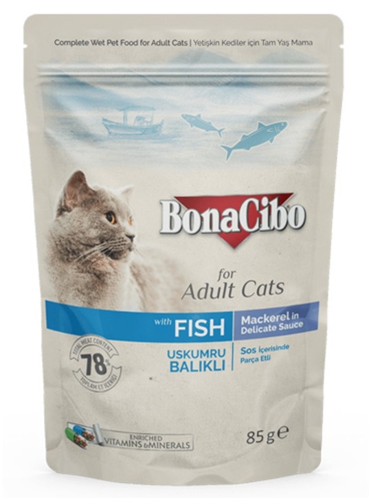 BonaCibo. Влажный корм для кошек с скумбрией. 85 гр.