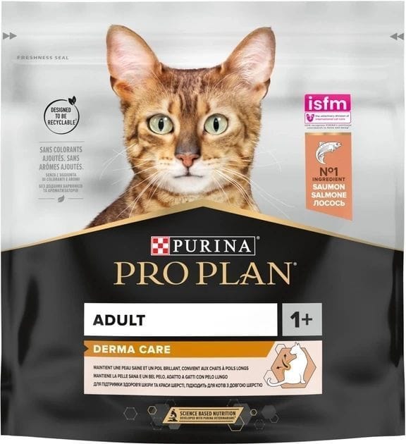 Purina Pro Plan. Сухой корм для взрослых кошек с лососем. 400г.