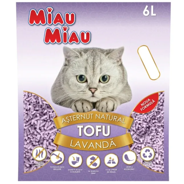Miau Miau. Наполнитель для кошек с ароматом лаванды. 6 Л.