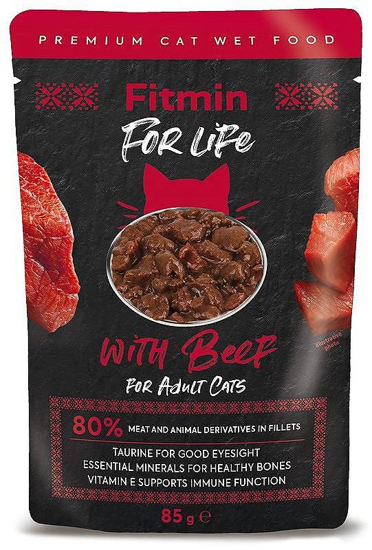 Fitmin. Влажный корм для взрослых кошек с говядиной. 85г.