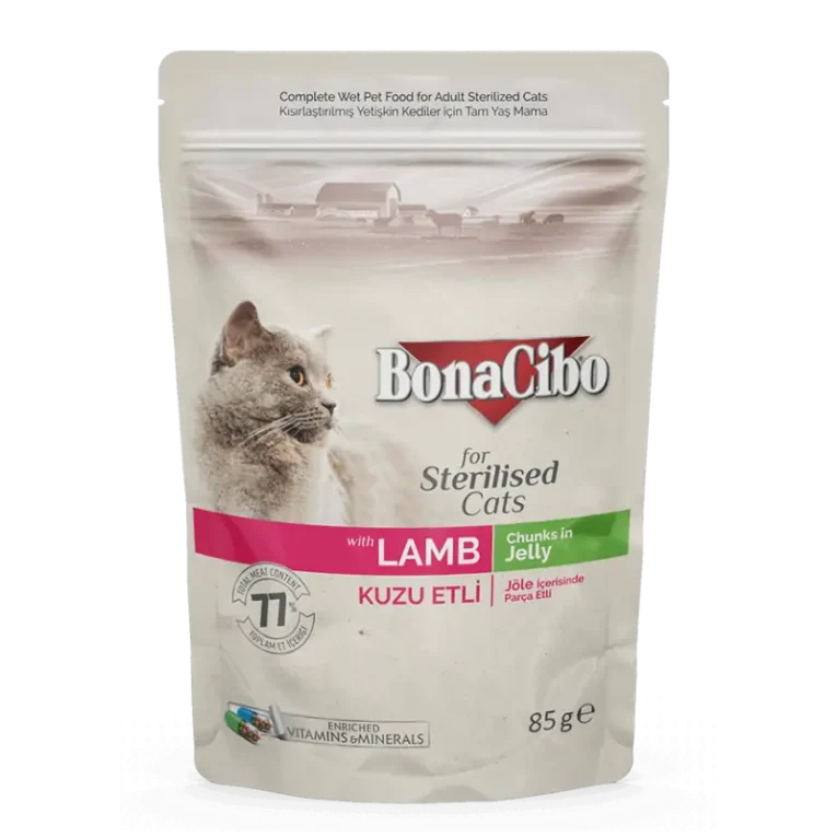 Bonacibo. Влажный корм для стерилизованных кошек с бараниной. 85 гр.