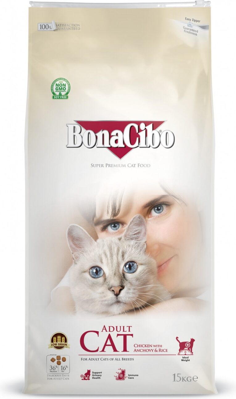 BonaCibo. Сухой корм для взрослых кошек с курицей и рисом. 15 кг.