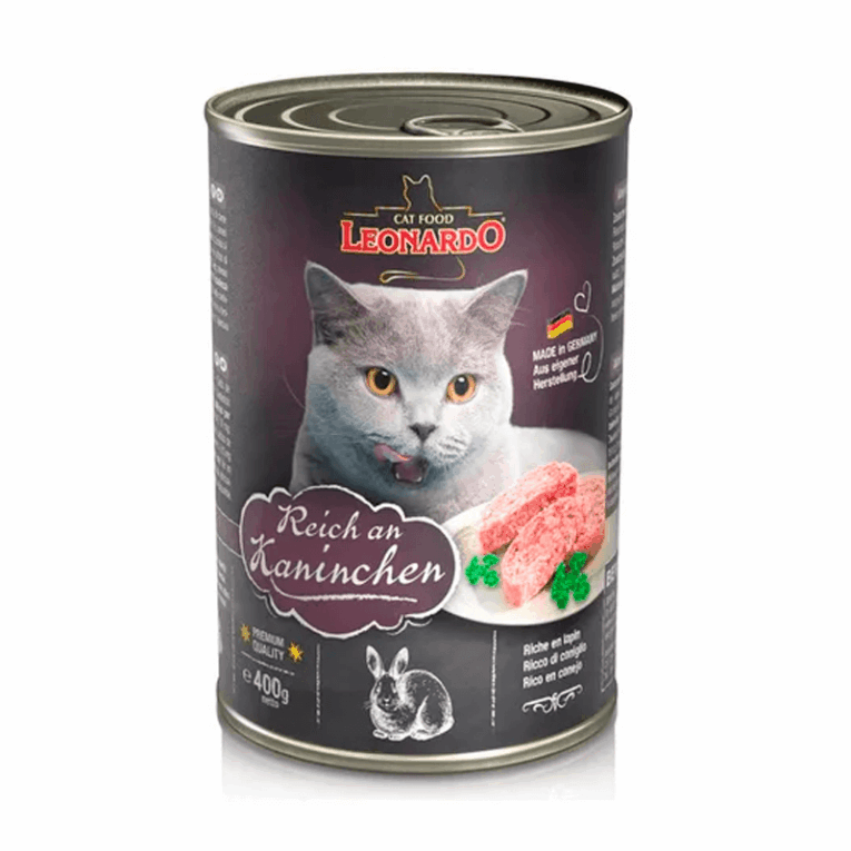 Leonardo. Влажный корм для взрослых кошек с кроликом. 400 г.