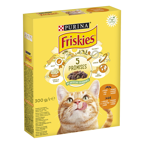 Friskies. Сухой корм для котов с курицей и овощами. 300г.