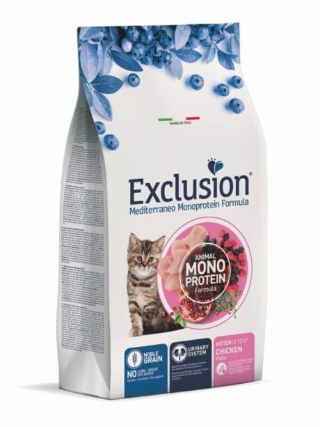 Exclusion. Hrană uscată monoproteică pentru pisoi (pui) 12kg