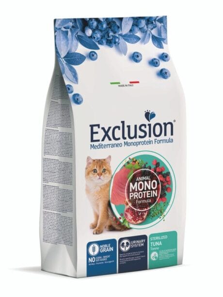Exclusion. Hrană uscată monoproteică pentru pisici sterilizate (ton) 12kg