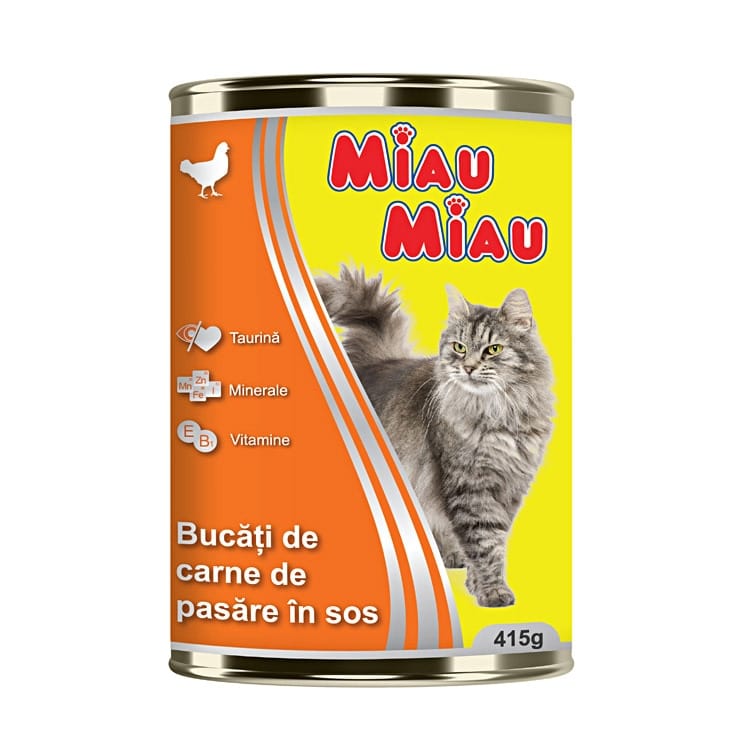 MIAU. Влажный корм для кошек с курицей. 415 г.