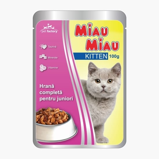 MIAU MIAU. Влажный корм для котят с курицей. 100 гр.