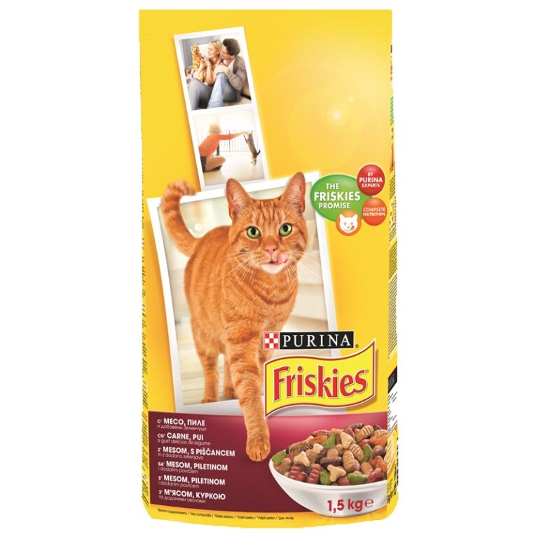 Friskies. Сухой корм для взрослых кошек с курицей и овощами. 1