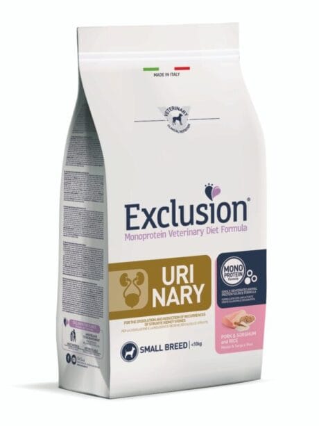 Exclusion. Hrană veterinară monoproteică uscată pentru sănătatea căilor urinare la câini adulți de talie mică 2kg