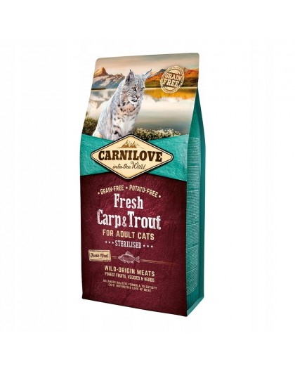 Carnilove. Сухой корм для стерилизованных кошек с карпом и форелью. 6 кг.